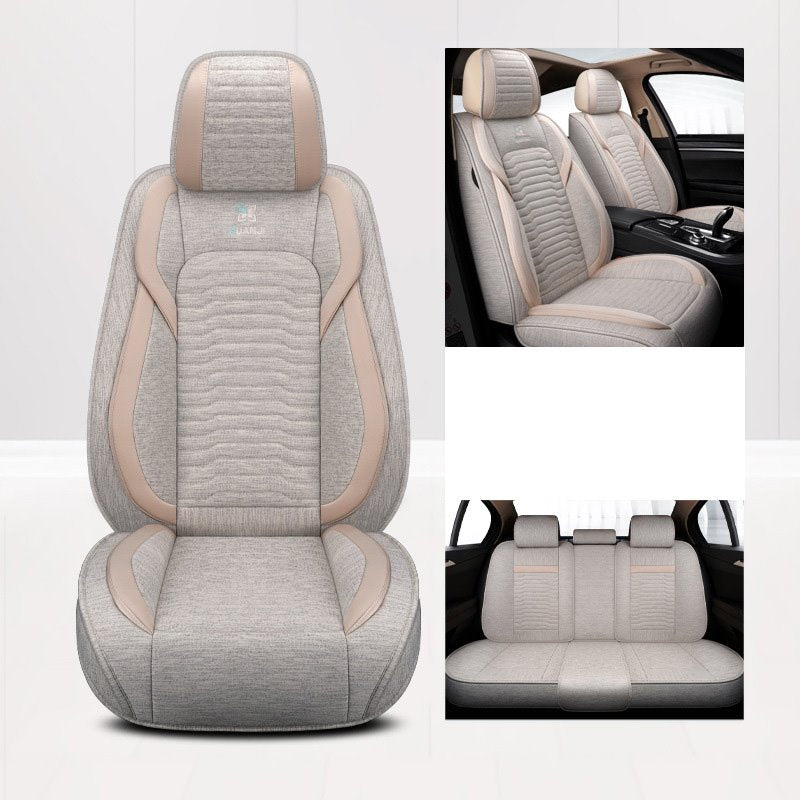 Linen Material Comfortable Full Set Car Seat Covers Universal Fit for Most Cars Front and Rear Car Seat Protection Car Interior Accessories