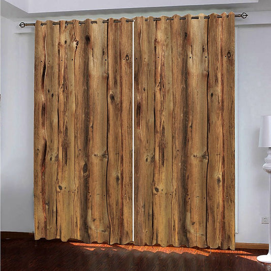 3D Printed Rustic Country Barn Wood Door Vintage Rustic Theme Blackout Curtain (80W*84"L)