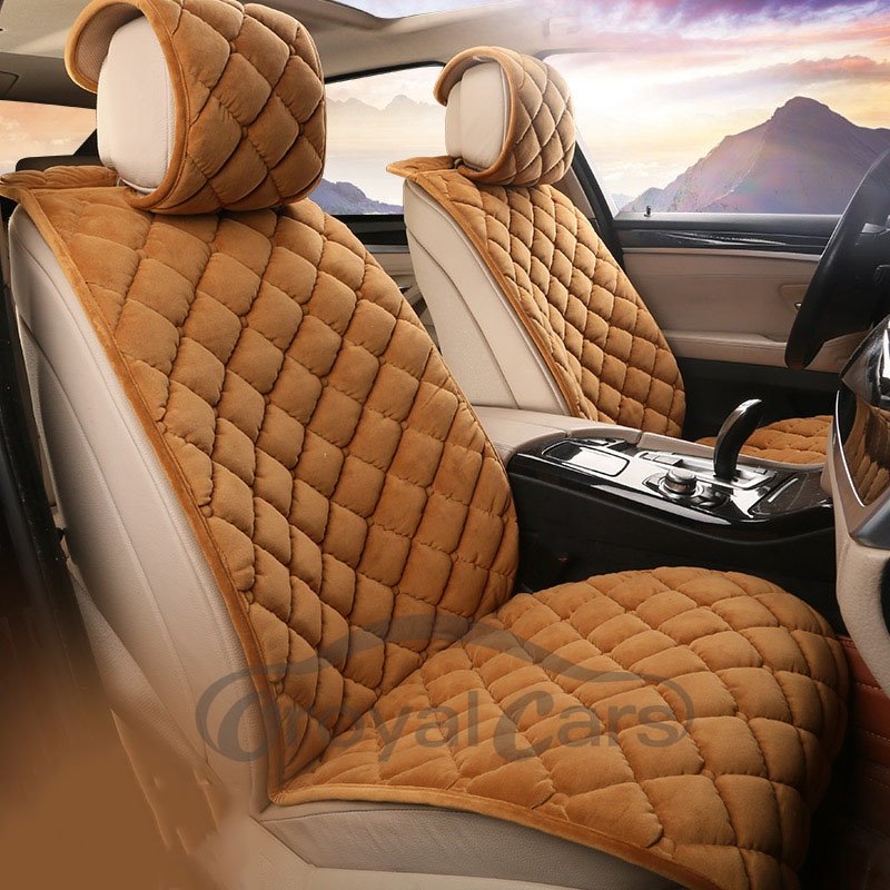 2 Front Seat Covers High Quality Short Plush Material Spring Autumn Winter Universal Fit Seat Covers