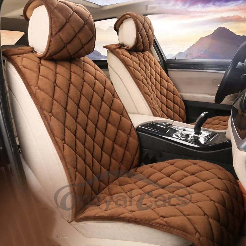 2 Front Seat Covers High Quality Short Plush Material Spring Autumn Winter Universal Fit Seat Covers