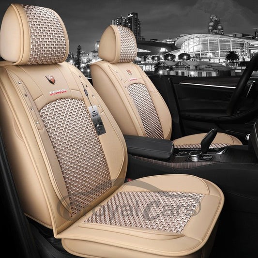 5-Seater Wear Resistant Durable Modern Style Ice Silk And Man-Made Leather Material Plain Pattern Universal Pickup/ Car Seat Covers