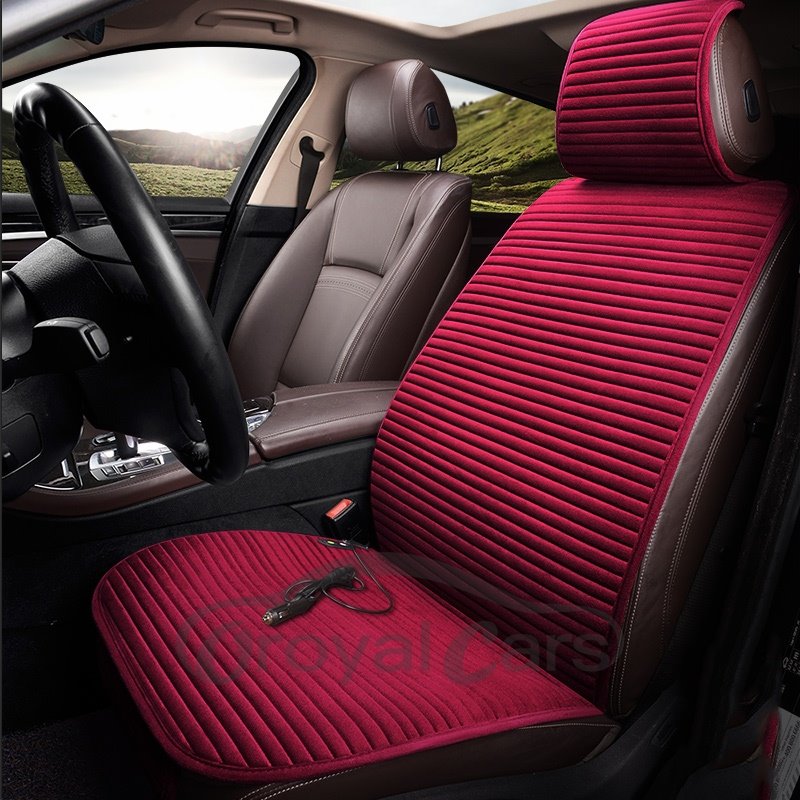 Electrical Heating Flannelette Solid Color Front Single-seat Universal Car Seat Cover