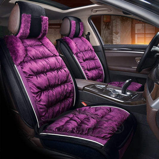 Well-made Pink Purpel Flannel Warm Lambswool Winter Universal Car Seat Covers