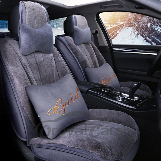 Warm Skin-friendly Feel Lambswool Winter Comfort Car Drivers Seat Covers