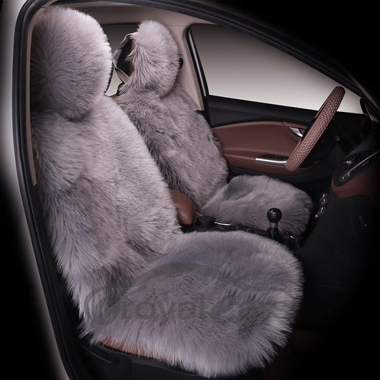 High-level Luxurious Soft Fluffy Warm Plain Plush Whole Seat Cover