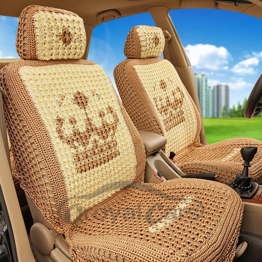 Crown Pattern Superexcellence Knit Refreshing Universal Car Seat Cover