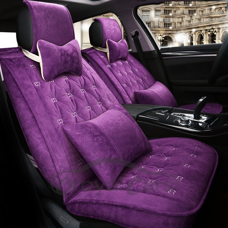 Four Color Classic Plaid Winter Warm Skin Friendly Suede Car Seat Cover