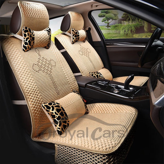 Cooling Vented Material Leopard Pattern Pillows Comfortable Universal Fit Car Seat Covers