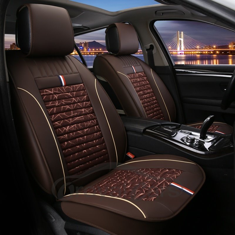 Full Coverage Wear-Resistant And Dirty-Resistant Classic Style Artificial Leather And Flax Mixture Material 1 Front Car