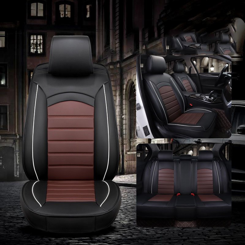 Universal Fit Seat Covers Full Coverage Soft Wear-Resistant Durable Skin-Friendly Man-Made PU Leather Airbag Compatible