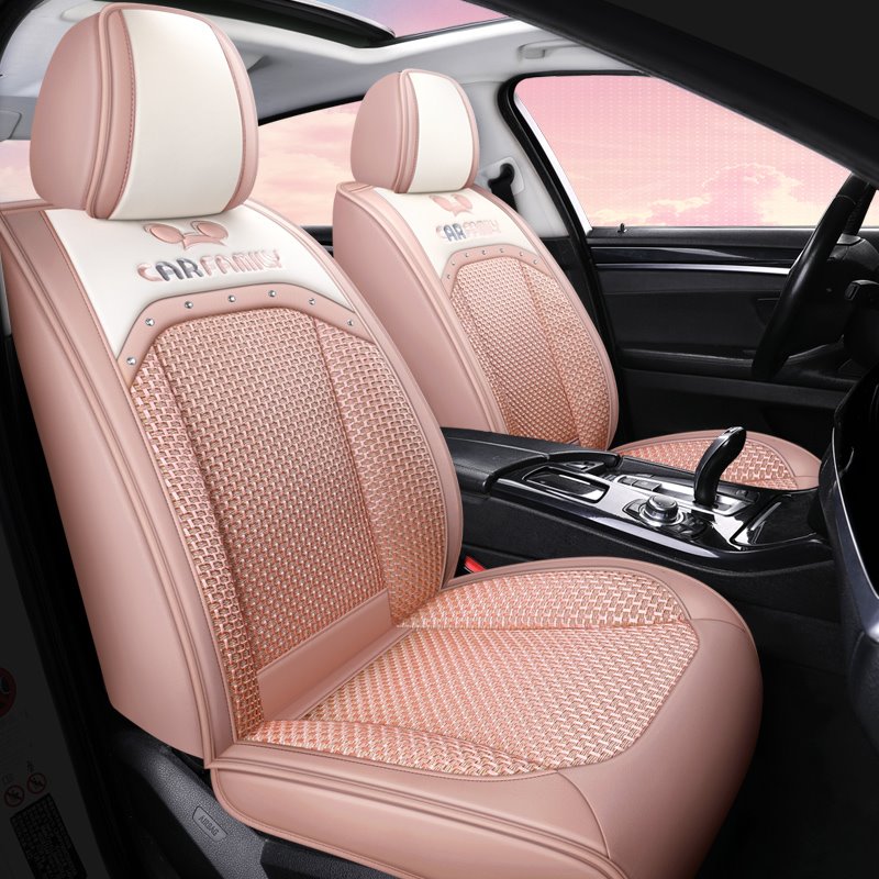 Leather&Fabric Car Seat Covers Faux Leatherette Automotive Vehicle Cushion Cover for Most Sedan SUV Truck Fit Breathable and Durable
