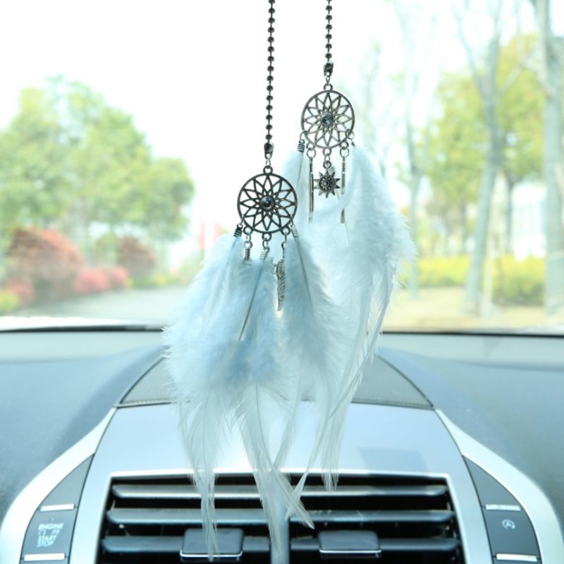 Car Creative Interior Accessories Cute Rearview Mirror Pendant Dreamcatcher Feather Car Pendant