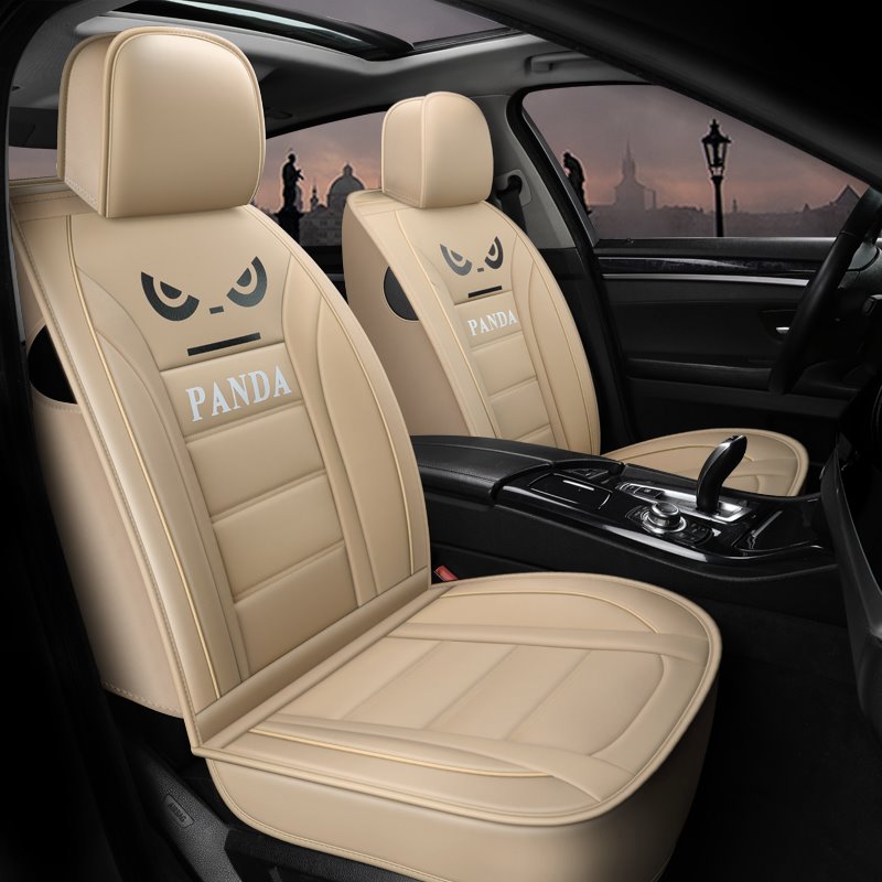 Sports Style Leather Material Environmentally Friendly And Breathable Panda Cartoon Five Seats Universal Truck Seat Covers