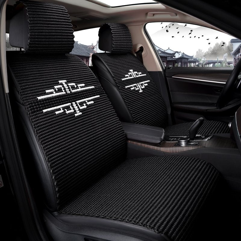 Ice Silk Seat Cover Breathable Wear-resistant Business Style Wear-resisting Scratch No Peculiar Smell Fresh Breathable Not Stuffy Airbag Compatible 5-seater Truck Fit Seat Covers