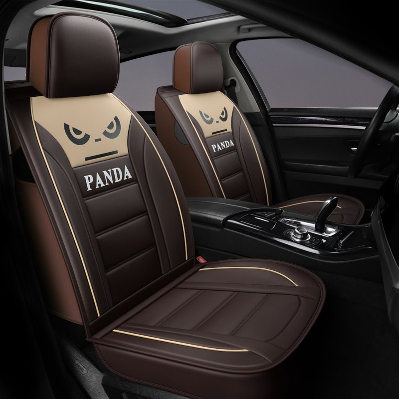 Sports Style Leather Material Environmentally Friendly And Breathable Panda Cartoon Five Seats Universal Truck Seat Covers