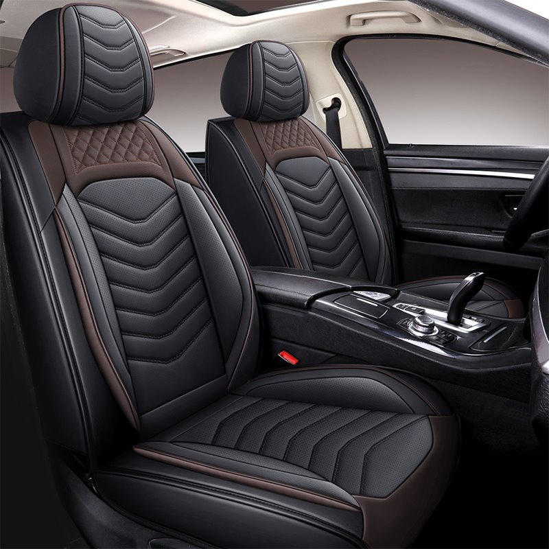 Fashionable Simple Style Wear-resistant and Breathable Leather Without Falling Off 5 Seats Universal Fit Seat Covers Com