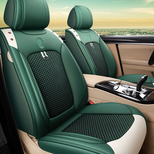 5-Sitzer-Sitzbezüge mit universeller Passform für Autos, komplettes Set aus Kunstleder und kühlendem Stoff