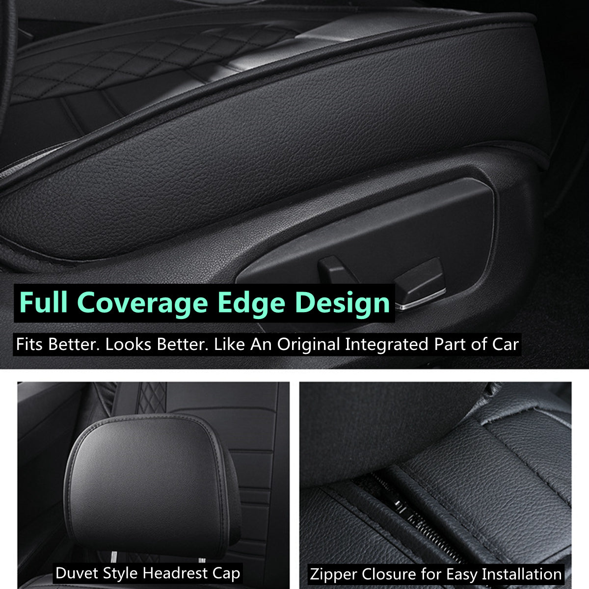 Kunstleder-Autositzbezüge, Auto-Kissenschutz, komplettes Set mit Vorder- und Rücksitzbezügen, universelle Passform