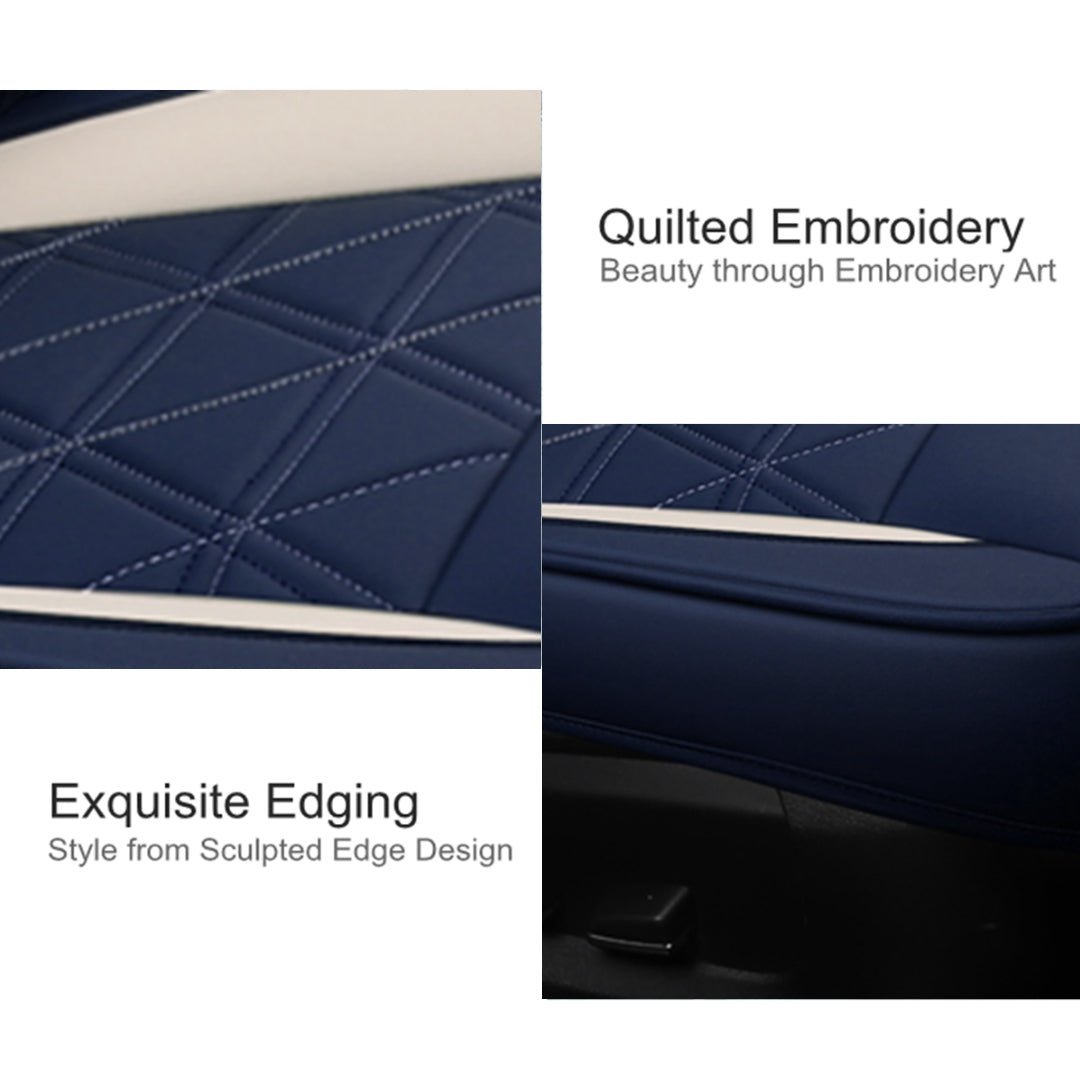 Faux Leather Car Seat Covers Full Set Universal Fit for Sedan SUV Diamond Geometric Pattern