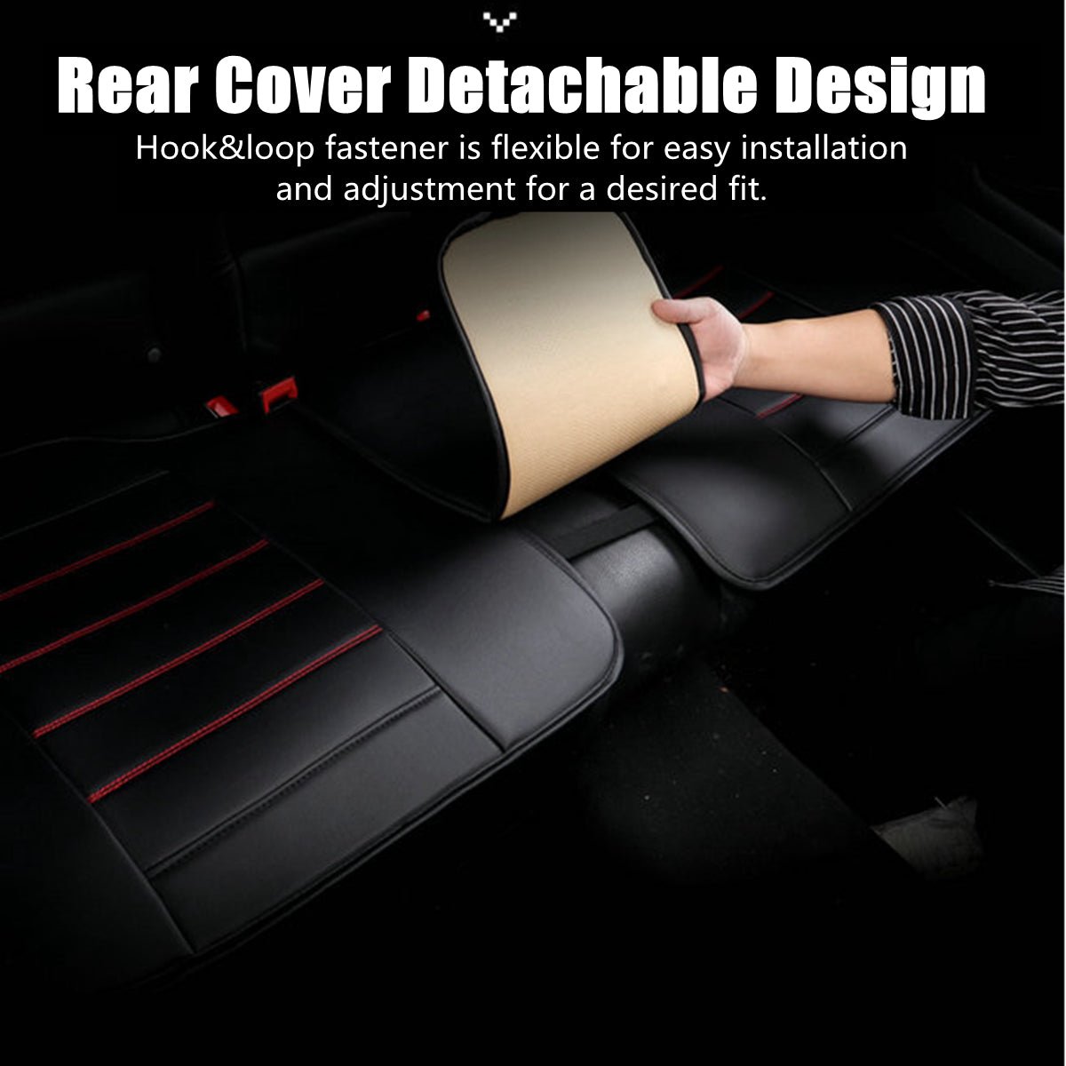 Wear-Resistant Faux Leather 5-Seater Universal Fit Seat Covers Fit for Sedan SUV Stripe Pattern