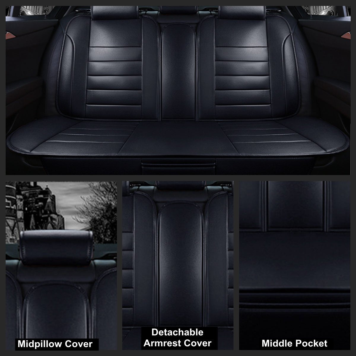 Universell passender Autositzbezug aus Kunstleder für 5-Sitzer-Limousinen-SUV