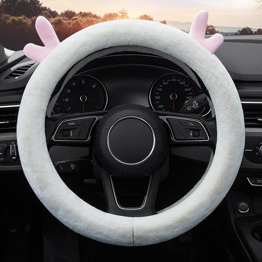 Deer Route Car Steering Wheel Cover, Microfiber Leather Car Interior with Anti-Slip Design, Universal 15 Inch Automotive