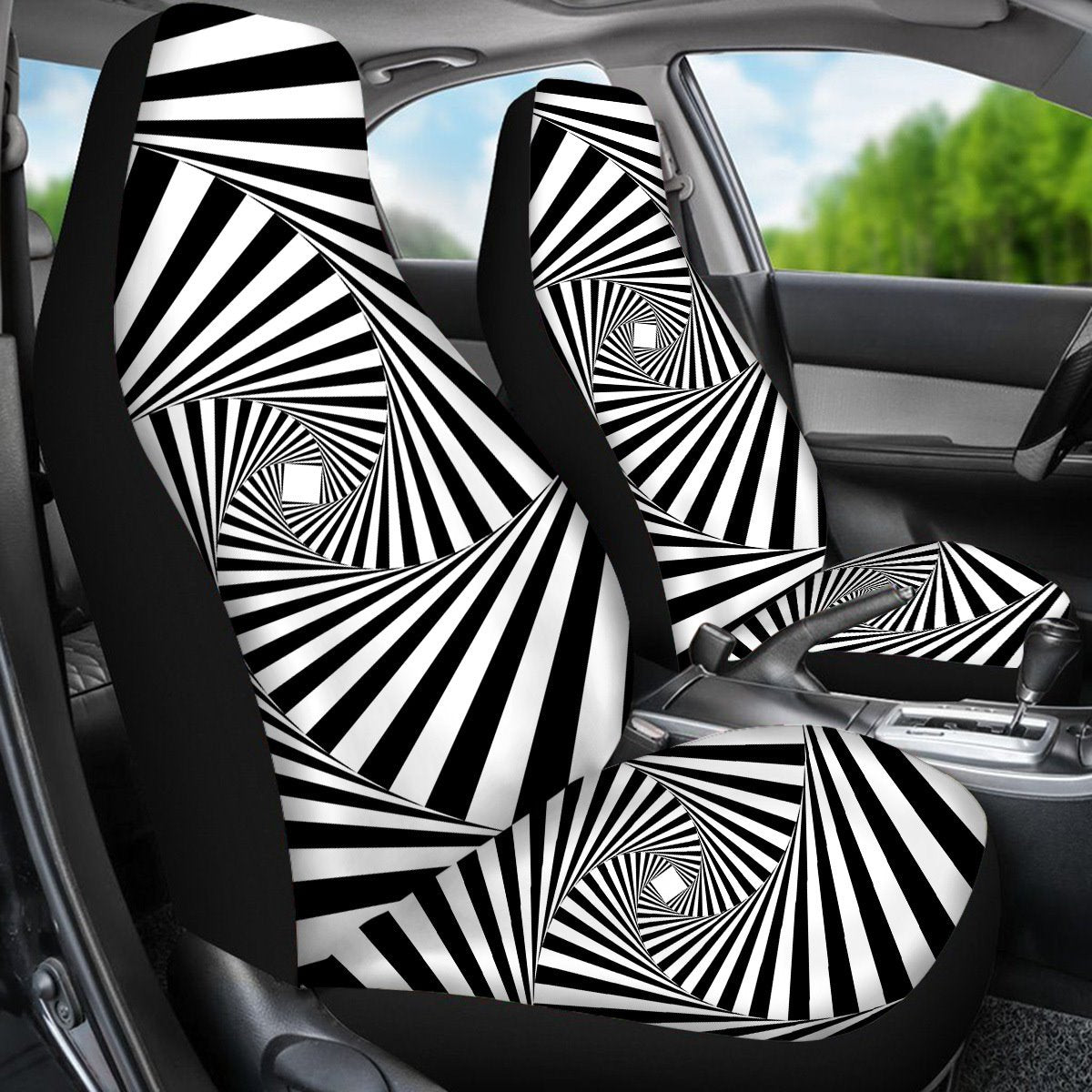 2PCS Front Seat Covers Zebra Pattern Universal Fit Seat Covers Will Stretch to Fit Most Car and SUV Bucket Style Seats
