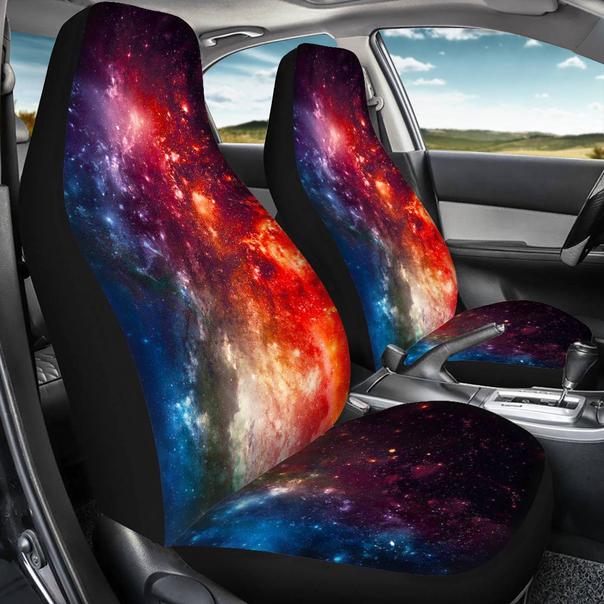 2PCS Front Seat Covers Star Printing Universal Fit Seat Covers Will Stretch to Fit Most Car and SUV Bucket Style Seats
