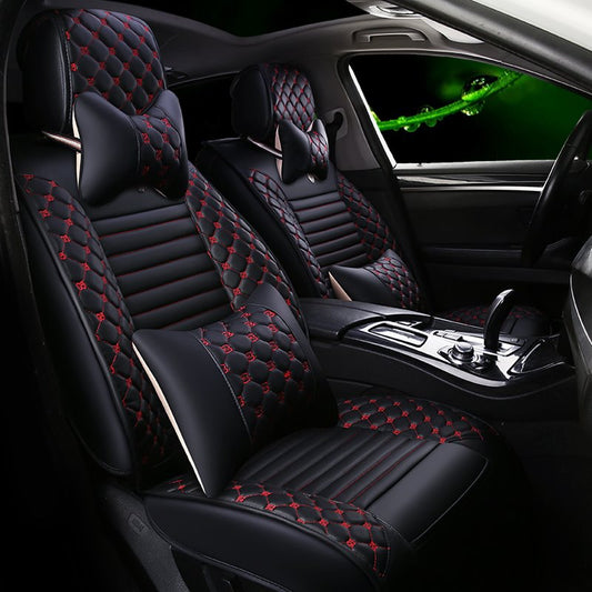 Diamond Plaid Pattern Car Seat Covers Full Set with Front and Rear Seat Covers Universal Fit