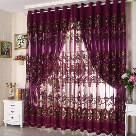 Cortina clásica de lujo de color morado con ojales en la parte superior para sala de estar y dormitorio (84 ancho x 96 pulgadas de largo)