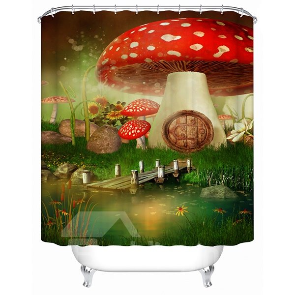 Fantastic Rural Style Fairytale Big Mushroom 3D Shower Curtain (200*180cm)