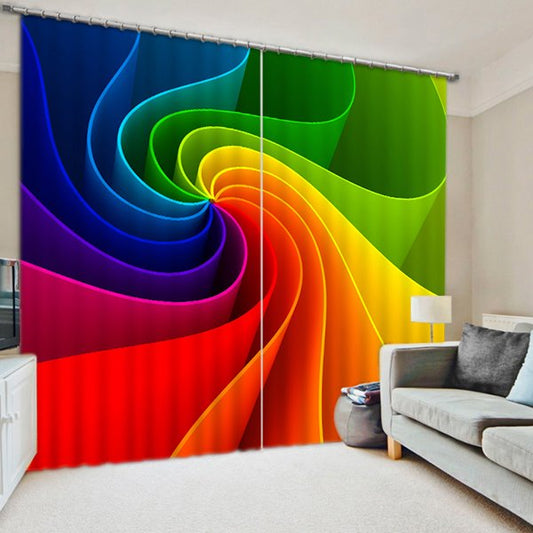 Einzigartiges Design und farbenfroher Wirbeldruck-Wohnzimmer-individueller 3D-Verdunkelungsvorhang (80 W x 84 Zoll L)