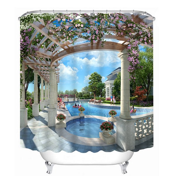 Luxurious Swimming Pool Print 3D Bathroom Shower Curtain (200*180cm)
