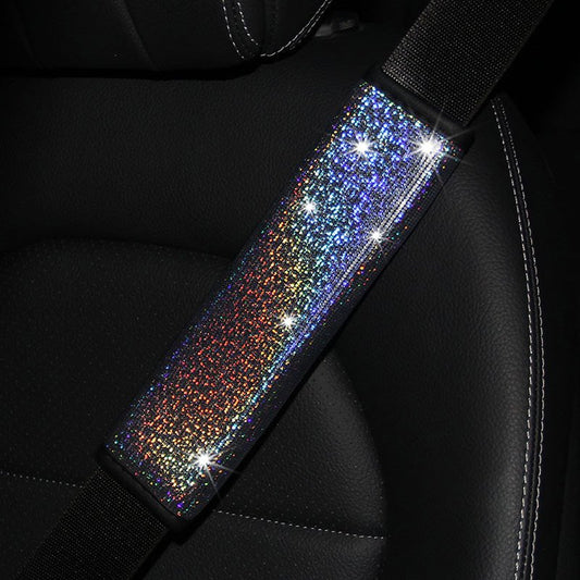 2PCS Diamond Car Seat Belt Shoulder Pads - Rhinestone Leather Handcraft Seatbelt Cover Sparkling Bling Car Accessories f