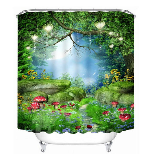 Wonderful Deep Forest Scenery Printing Bathroom 3D Shower Curtain (200*180cm)