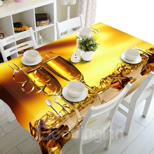 Simple Style Two Wine Glasses Prints Design Washable 3D Tablecloth (52''W*52''L)
