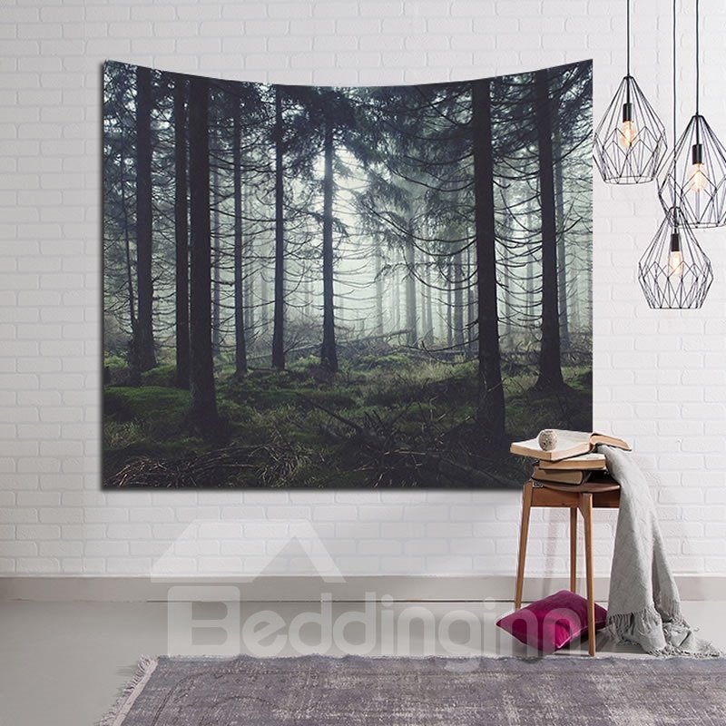 Mysterious Forest and Pine Trees Decorative Hanging Wall Tapestry (150*230cm)