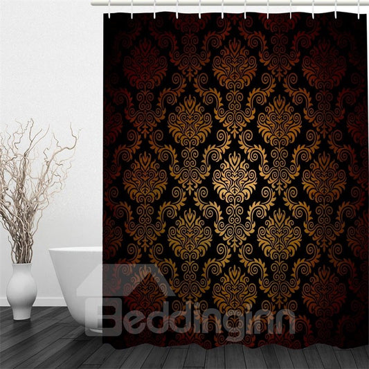 3D Brown Pattern Vintage Style Polyester Waterproof Antibacterial and Eco-friendly Shower Curtain (180*200cm)