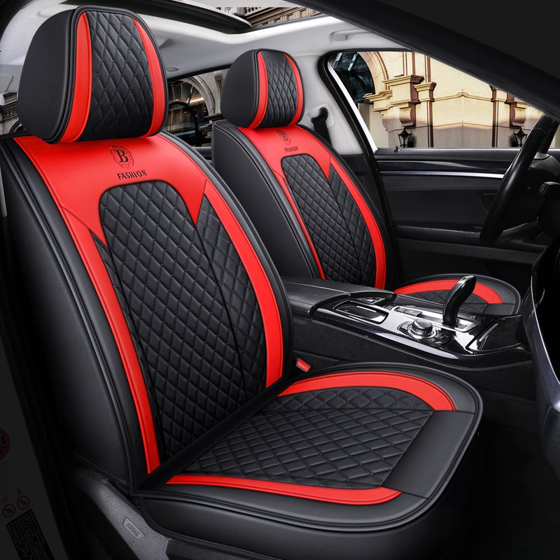 5 Seats Full Coverage Universal Fit Seat Covers Wear-Resistant Leather Fabric Durable And Dirt-Resistant Easy To Clean F
