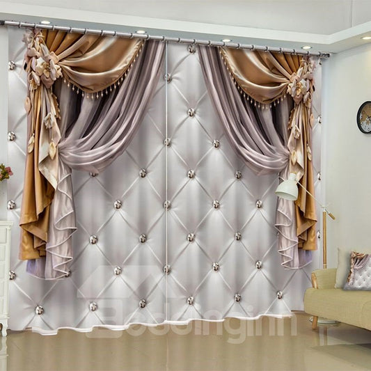 3D-imitierter eleganter Schattierungsstoff, bedruckt, wasser- und staubdicht, individueller Vorhang für Wohnzimmer, Schlafzimmer (118 W x 106 Zoll L)