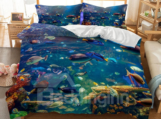 Lifelike Special Ocean World Printed Fade Resistant 3-Piece 3D Bedding Sets/Duvet Covers (Twin)