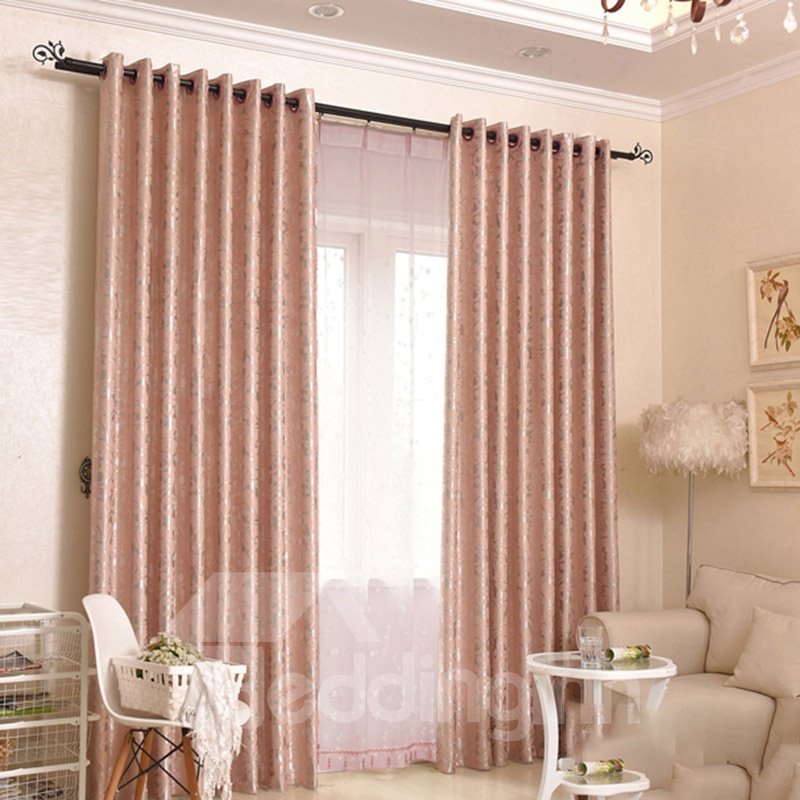 Modern Style Rose Gold Color Custom Blackout Decoration 2 Panels Curtains for Living Room (84W*63"L)