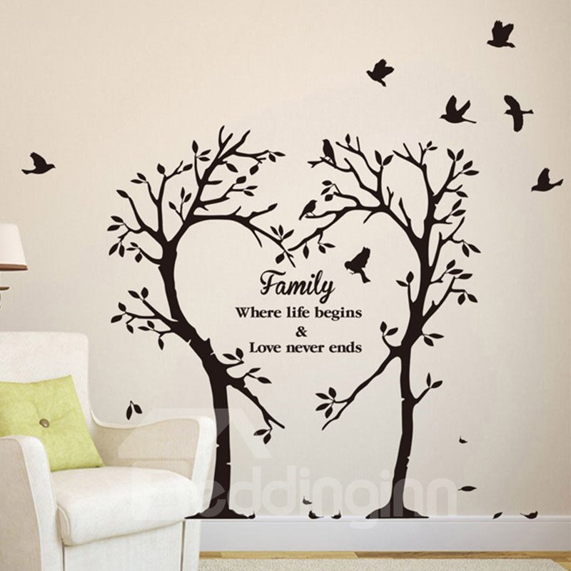 Heart-shaped Family Tree Easy To Tear And Stick DIY Wall Sticker (60*70cm)