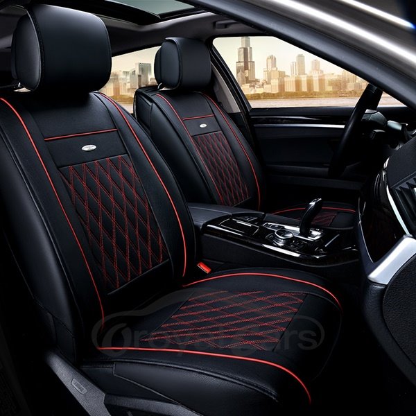 Durable Waterproof Simple Business Style Diamond Patterns With Color Trims 5 Seats Universal Car Covers( Ford Mustang and Chevrolet Camaro are Not Sui