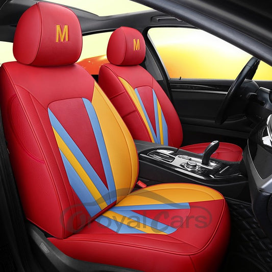 5-Seats Aesthetic Pure Unique Full Of Motion High Quality Leather Material Unfading Universal Custom Fit Seat Covers