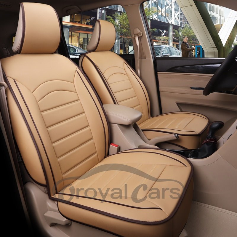 Modern Style Color Block Ice Silk Universal One Front Car Seat Cover Faux Leatherette Automotive Vehicle Cushion Cover f