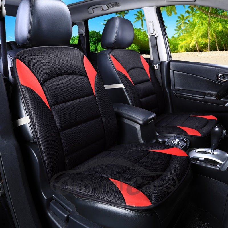 Funda de asiento de coche individual universal de algodón elástico cálido y transpirable con bloques de color de estilo creativo 