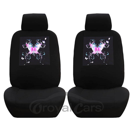 Car Seat Covers for Front Seats, Black Butterfly Print Easy To Clean Seat Covers, Premium Neoprene Seat Protectors, Univ