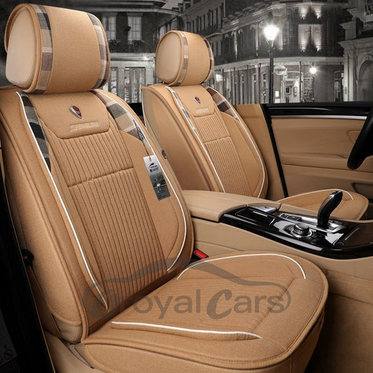 Material de lino refrescante con fundas de asiento de coche de ajuste universal para camión con soporte trasero