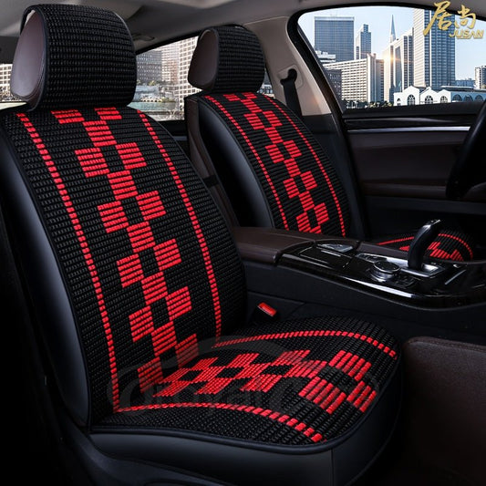 Fundas de asiento de coche universales con patrón cuadrado de material tejido fresco